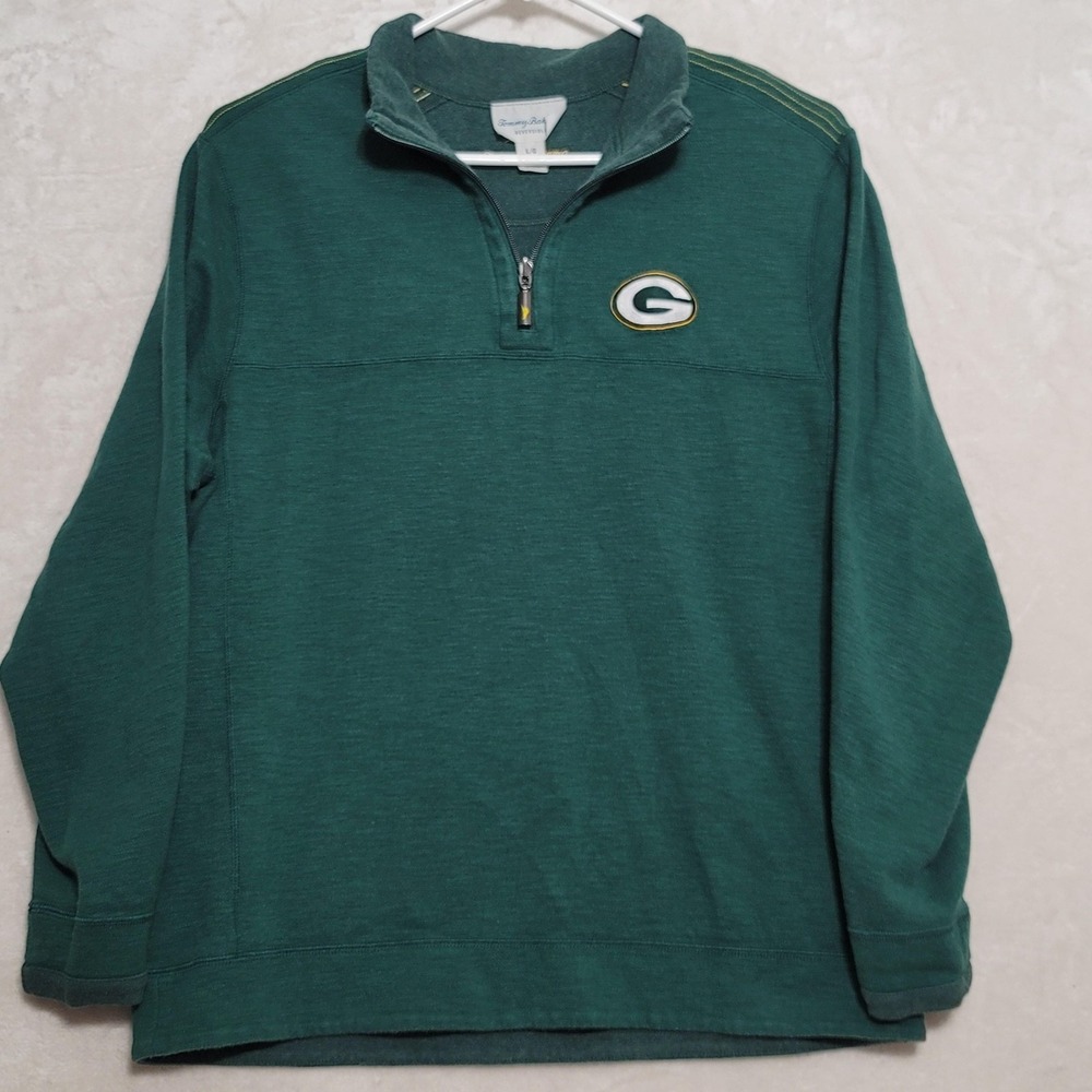Green Bay Packers Men's Pullover Large Tommy Bahama NFL Football Quarter Zip